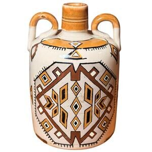 Vintage Scottish Studio Pottery Canteen - Native American Style - Hand Painted